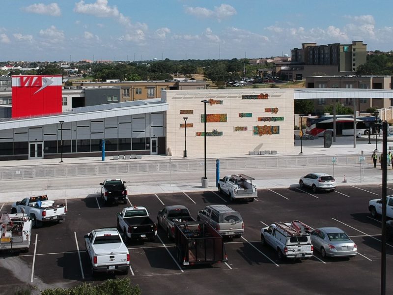 Front of Brooks City Base Transit Center