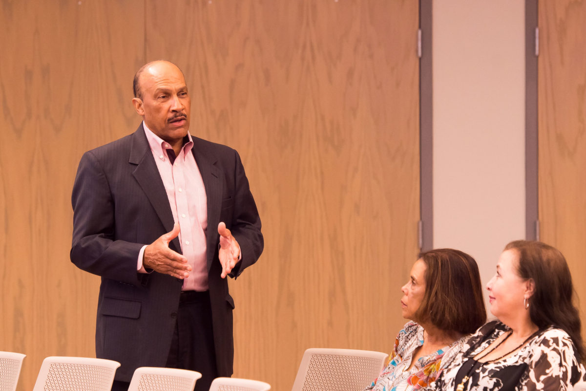 Michael Kennedy talking to audience