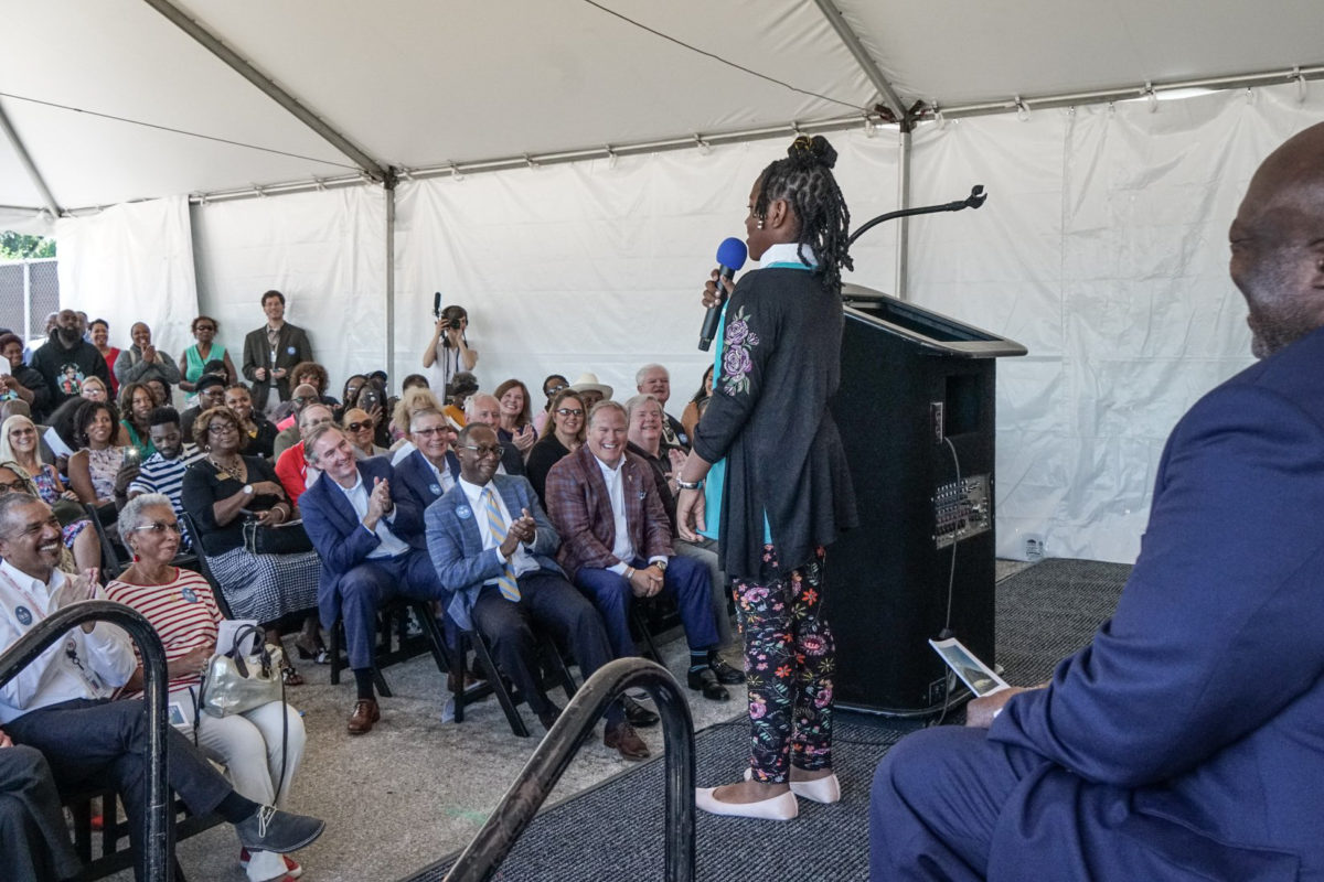 Young girl from Boys & Girls Club giving a speech