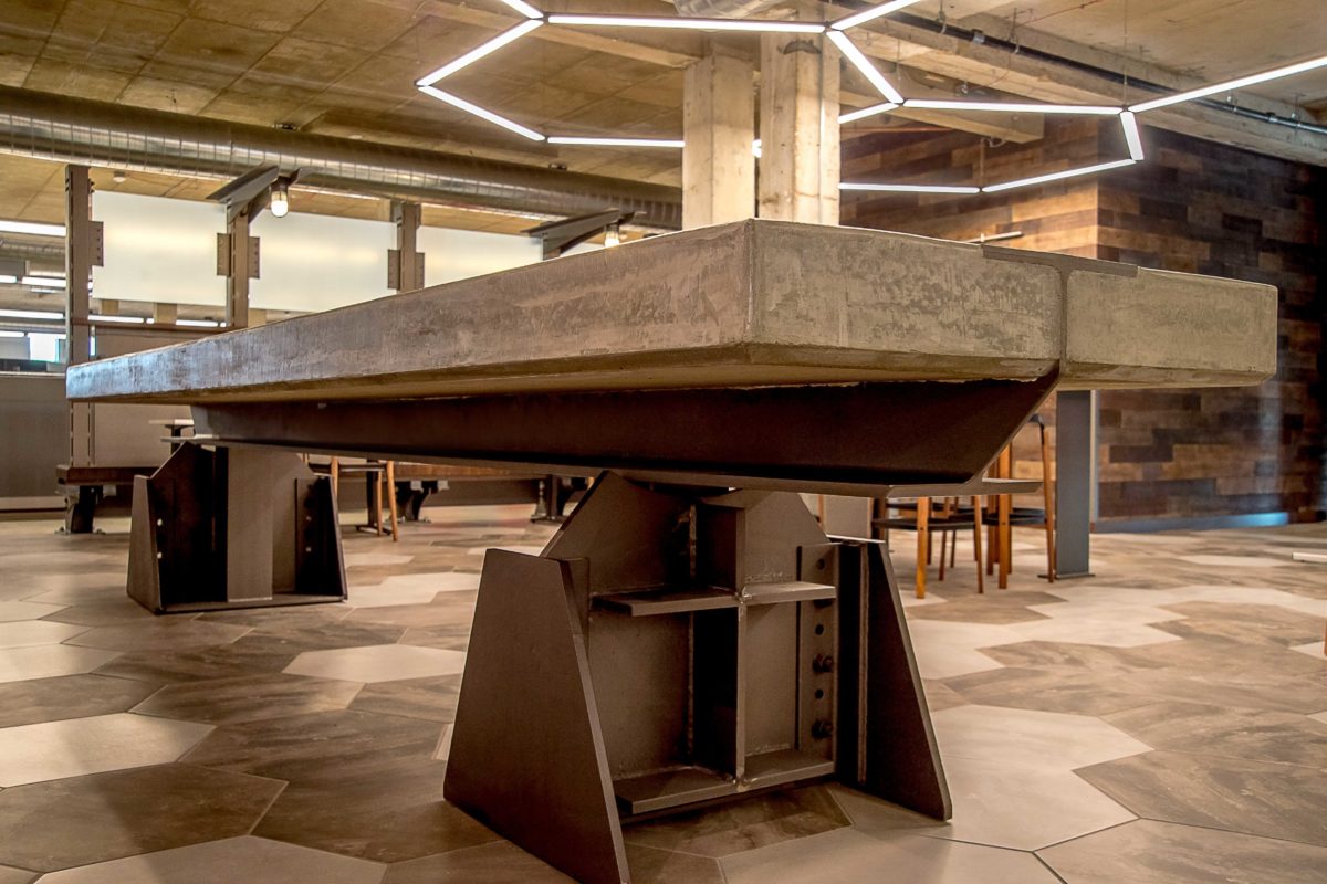 Concrete and Steel Feature Table in Alberici Office