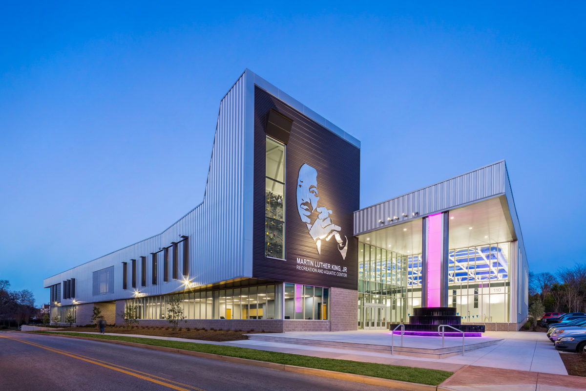 Nighttime Front Image of Martin Luther King, Jr. Recreation and Aquatic Center
