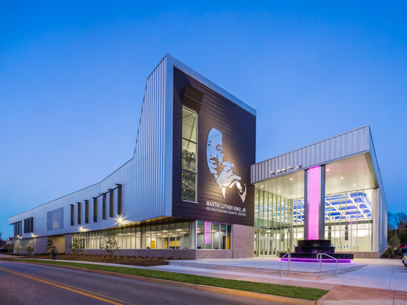 Nighttime Front Image of Martin Luther King, Jr. Recreation and Aquatic Center
