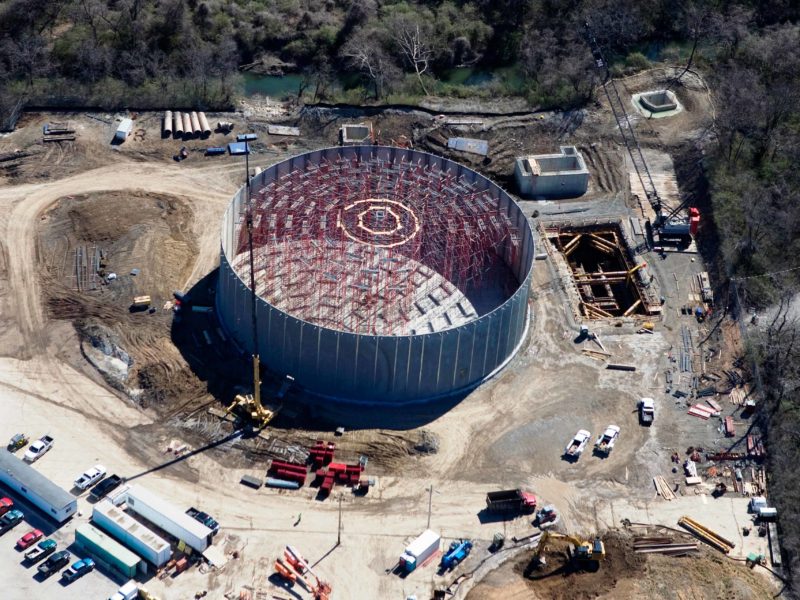 Aerial view of Coldwater Creek Wet Weather Storage Facility, Tank C