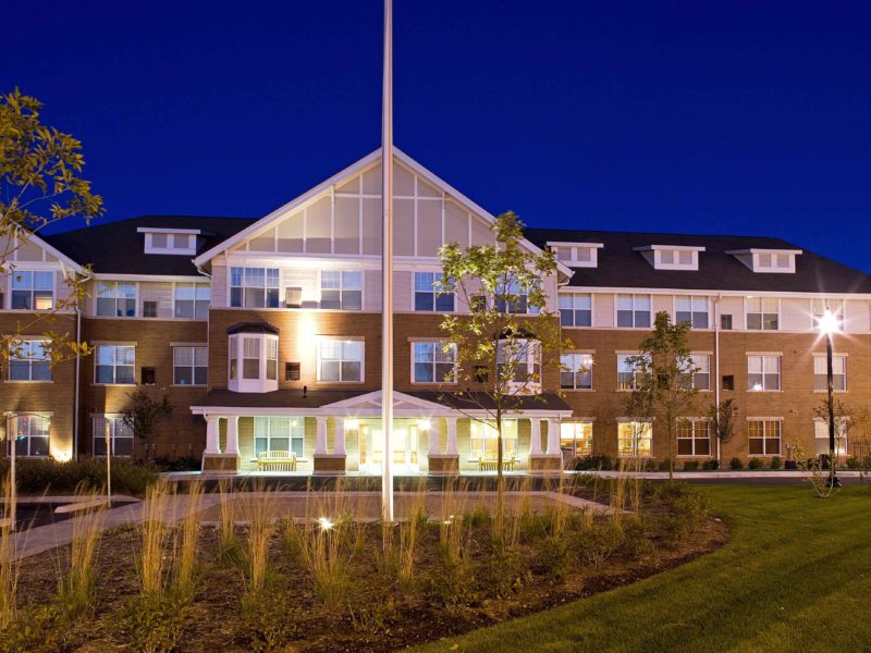 Nighttime Front View of Renaissance Place at Grand Senior Living