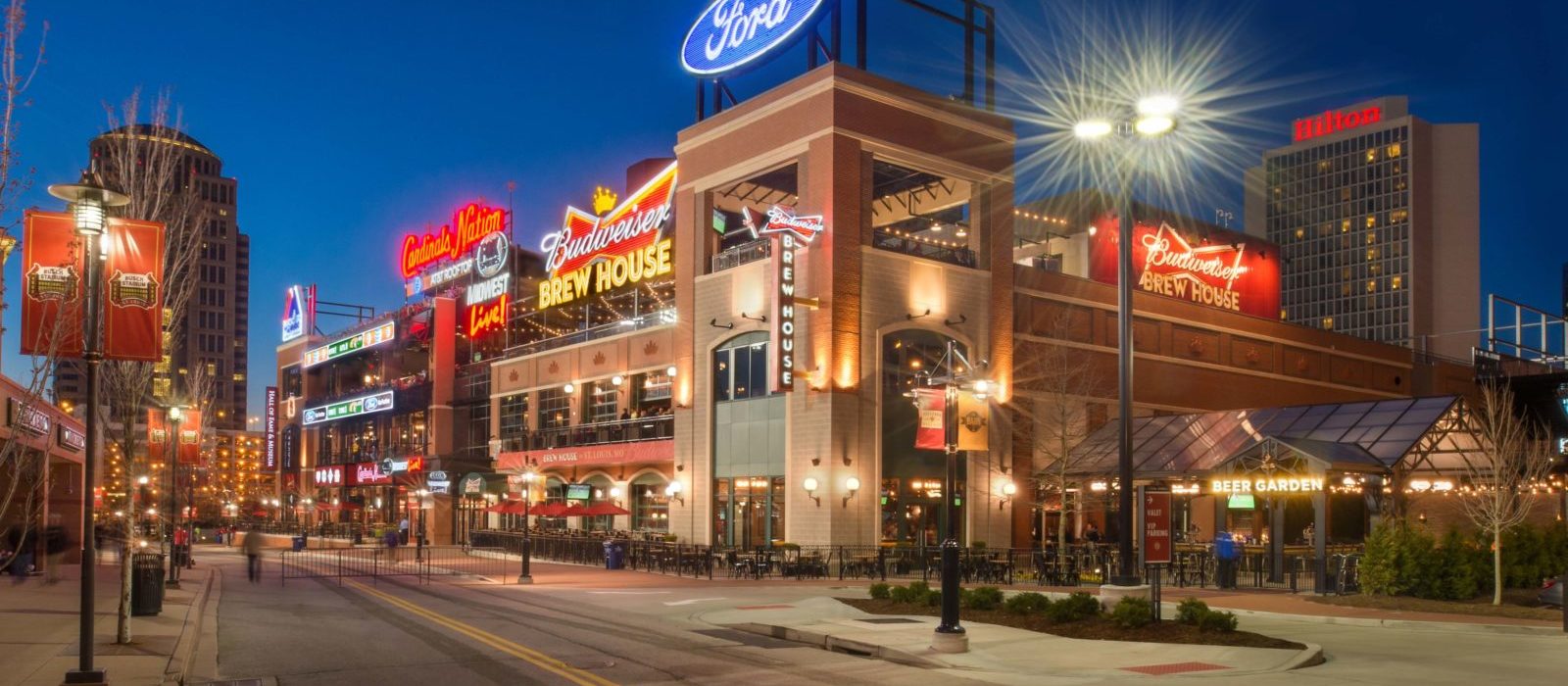 Side angled view of the Ballpark Village