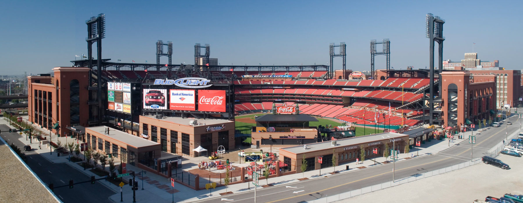 Aerial image of the entire Busch Stadium