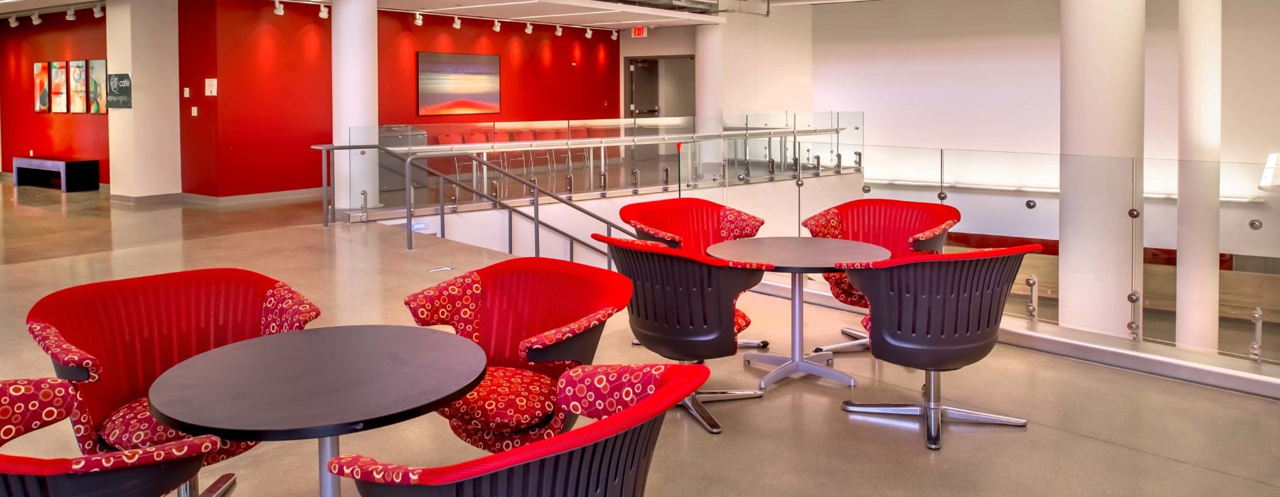 Upper-Level Seating Area in the Benton Stadler Science Complex