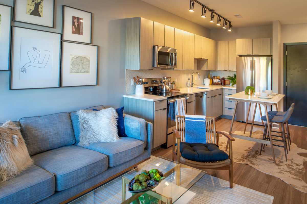 Grand Flats Apartment Living Room and Kitchen
